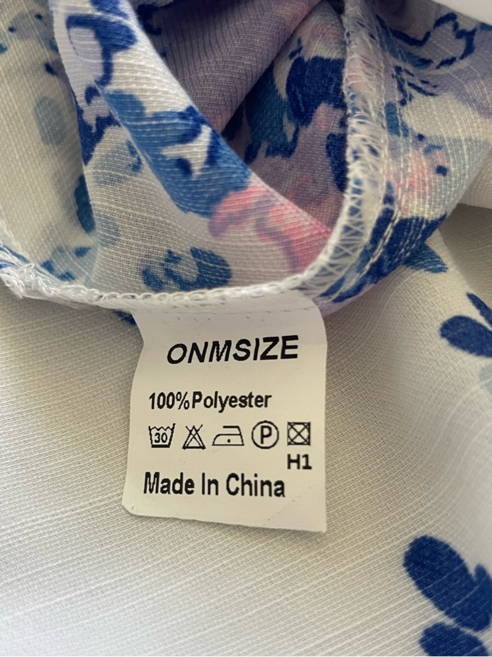 Kimono Cardigan Duster Boho Beach Cover Up White Blue Floral Print One Size - Picture 6 of 8